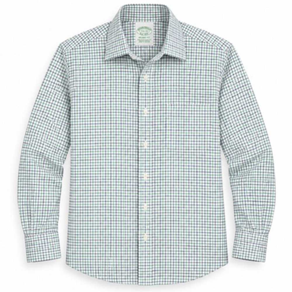 Brooks Brothers Milano Shirt Mens 15.5/33 Check Non Iron Supima Stretch